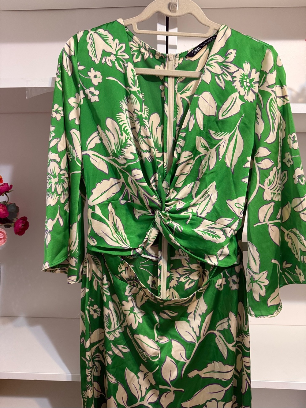 ZARA Green Print Wide Leg Jumpsuit Lg - Picture 3 of 6